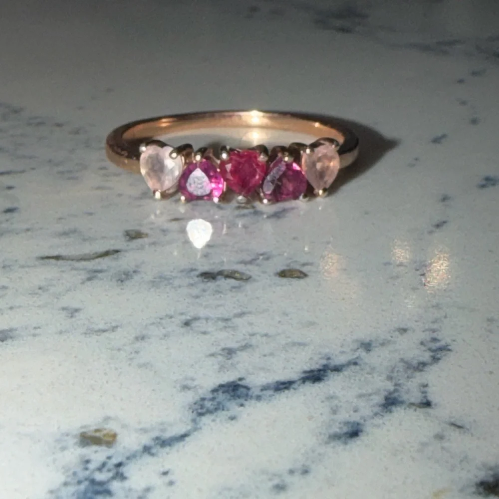 Moon Magic Rose Quartz, garnet & ruby Rhodolite Ring - Crush On You, size 8 - Picture 1 of 5
